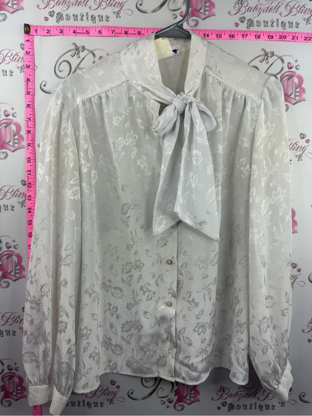 IMPROMPTU blouse vintage tie up bow Ivory Floral Tie-Neck Blouse - Women Tops